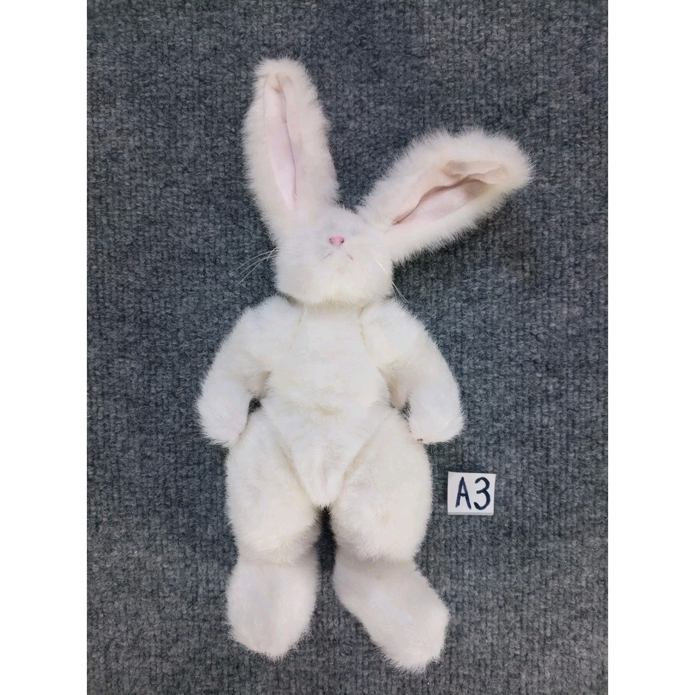 Vintage 1993 Ty White Bunny Rabbit Plush Pink Ears Floppy Stuffed Animal